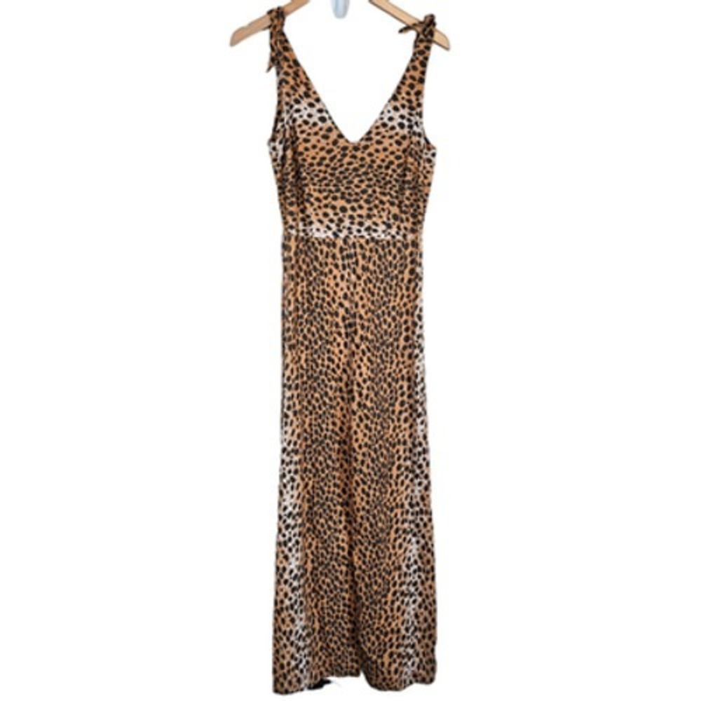 Asos Tie Back‎ Linen Maxi Dress in Leopard Print Women's 6 Casual Weekend
